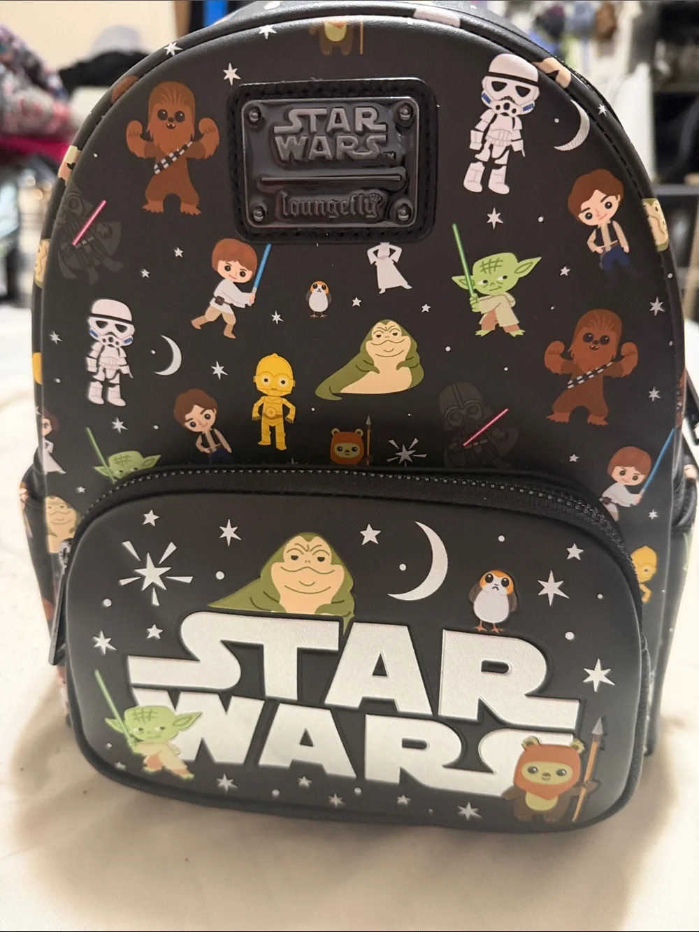 Loungefly Star Wars Kids Black Character Mini Backpack with Multicolor Prints